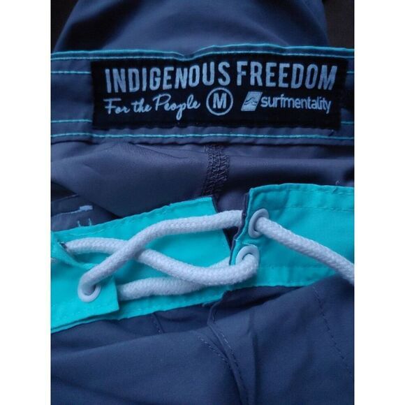 Indigenous Freedom Mens Size Medium Grey/White/Mint Swim Shorts. - Picture 3 of 5